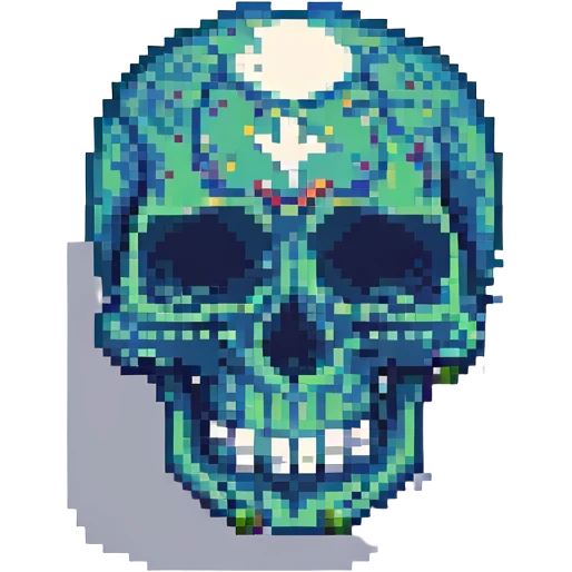 skull pixel art style emoji