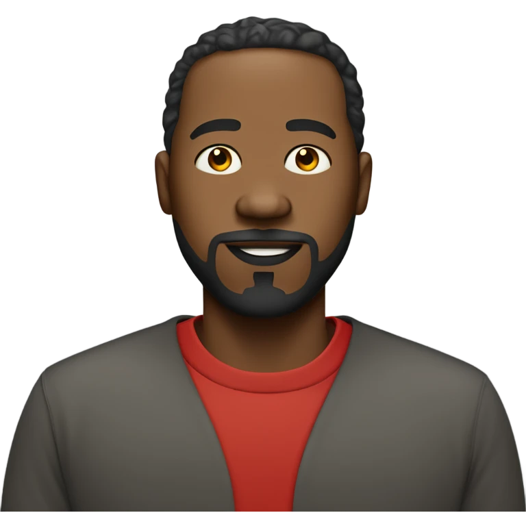 One eyed African American man with goatee and one singular bright red loc standing upright emoji