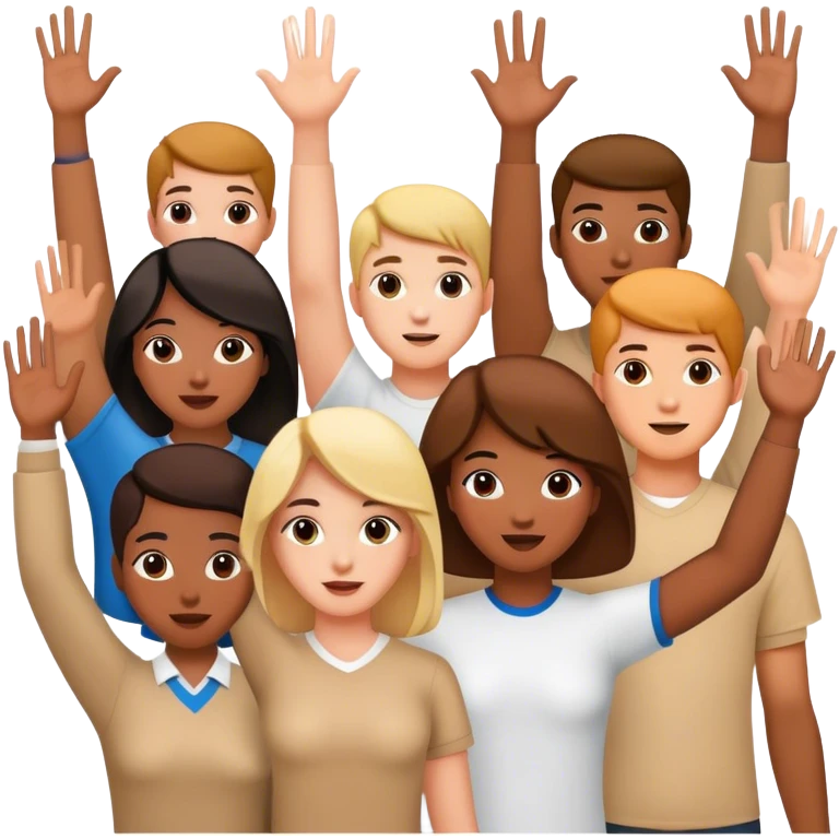 students with hands up emoji