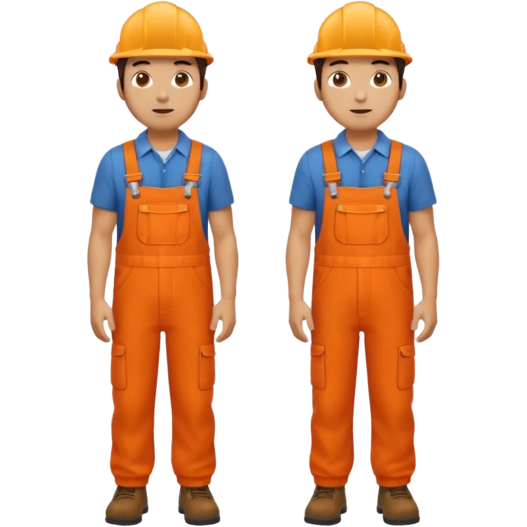 engineer orange overalls standing full body emoji