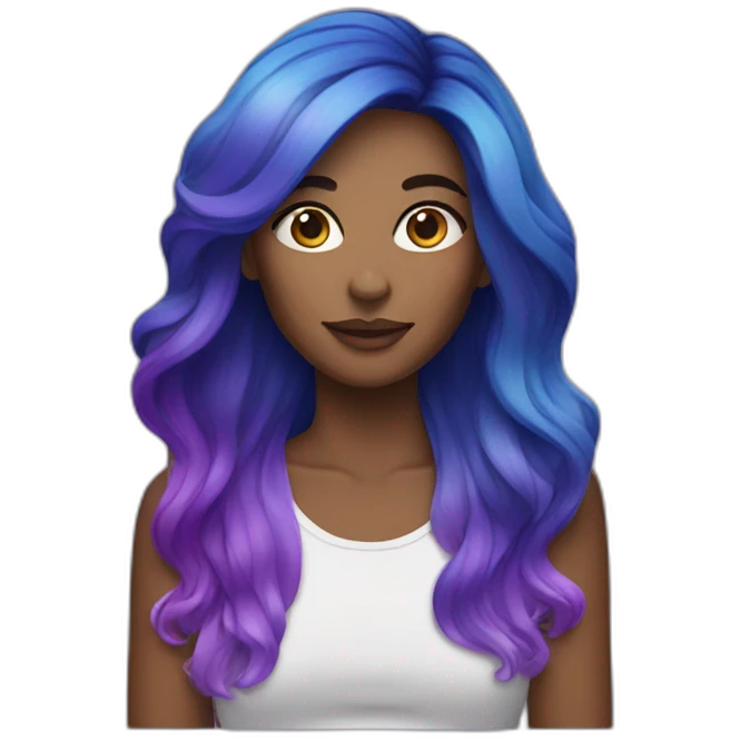 Woman with blue and purple ombre hair emoji
