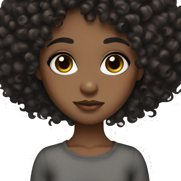 brown eyed black curly hair girl long eyelashes  emoji
