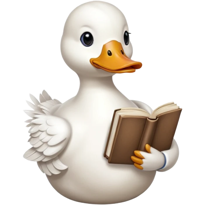 white duck holding book emoji