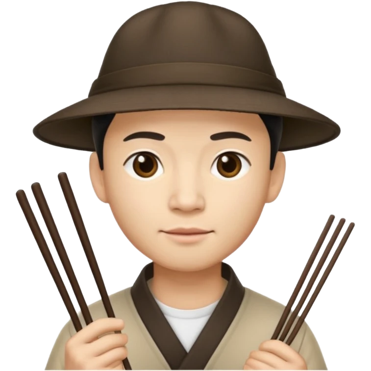 Chinese guy with a hat and chopsticks emoji
