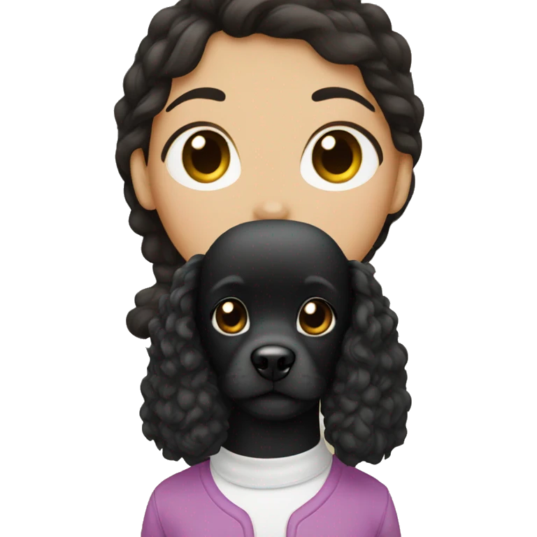 Brunette girl with black poodle emoji