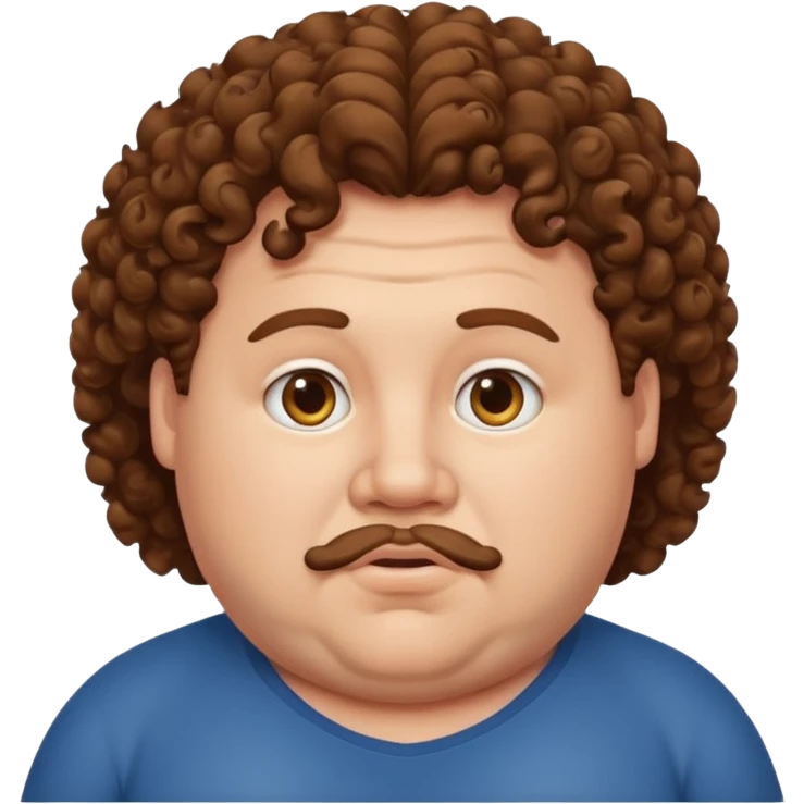 Fat man with brown curly hair  emoji