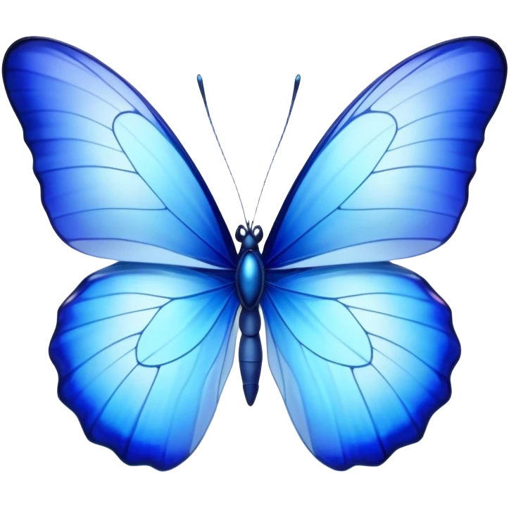 Cinematic Realistic Noble Blue Butterfly Portrait Emoji, Poised and graceful, with delicate, translucent wings rendered in vivid sapphire and indigo tones, a slender, elegant body with finely detailed textures, and gentle, reflective eyes, illuminated by soft natural light, high shine, intelligent and ethereal, styled with an air of refined natural beauty, focused and attentive, soft glowing outline, capturing the essence of a watchful and confident blue butterfly that appears to flutter out of the screen with effortless grace! emoji