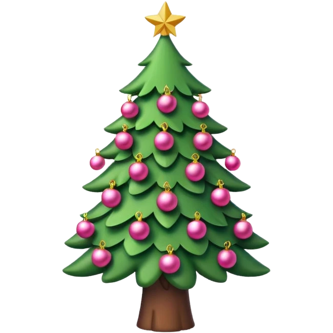 Cute christmas tree with pink decoration emoji