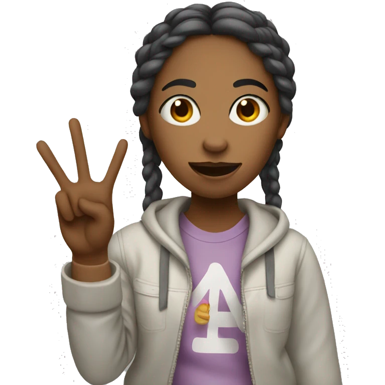 Crazy girl holding up two peace signs emoji