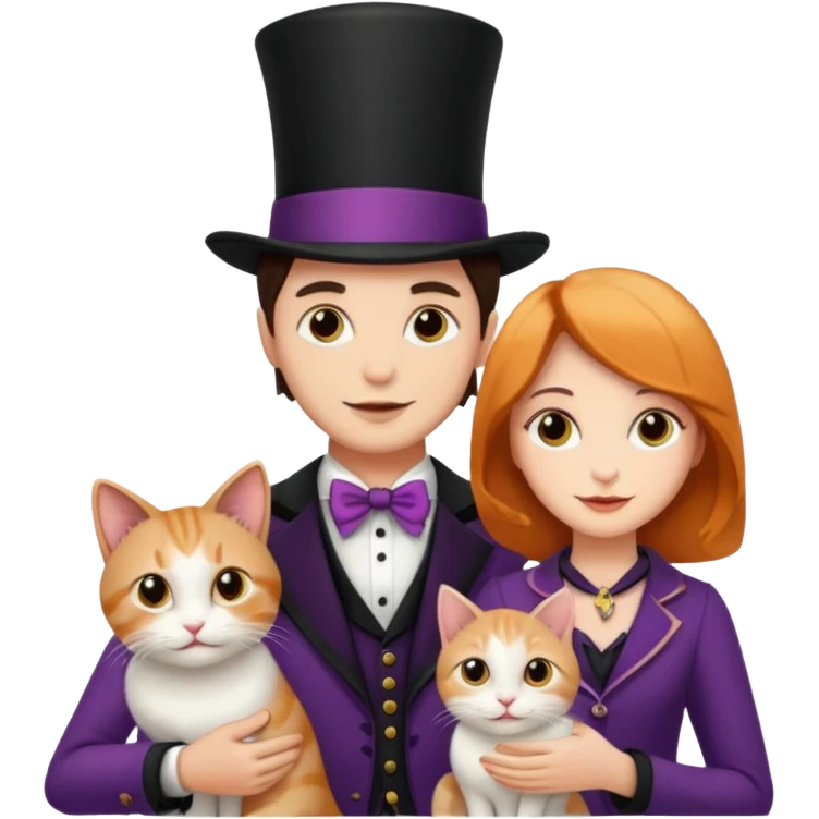 magician couple and their pet cat emoji