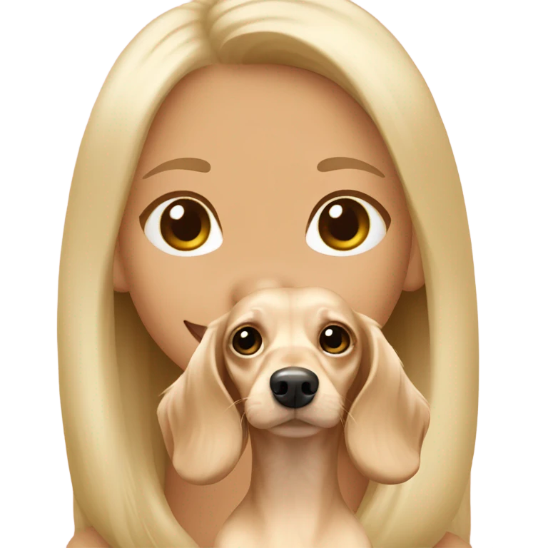 Cream longhair dachshund with girl emoji