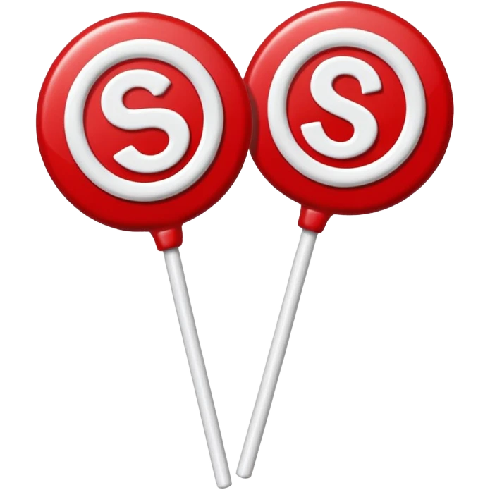 2 Christmas red lollipops with white "S" logo emoji