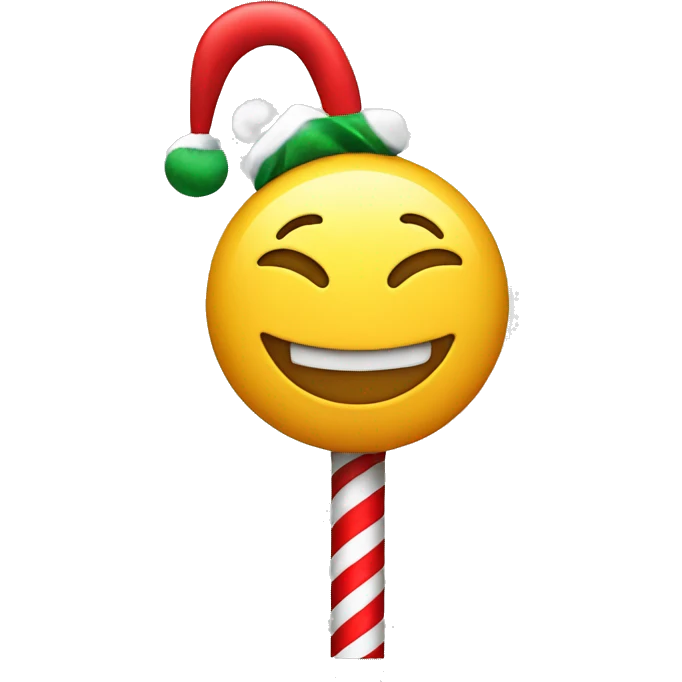 Happy face with Christmas pole emoji