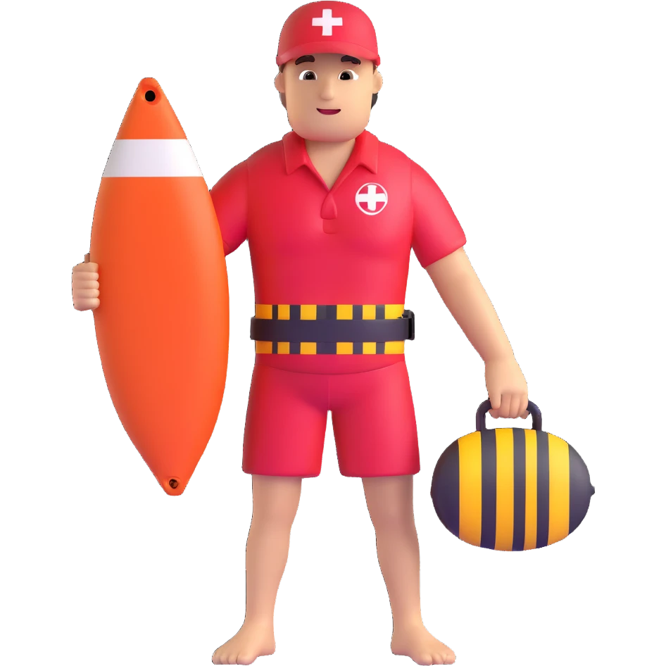 lifeguard with rescue buoy on beach emoji