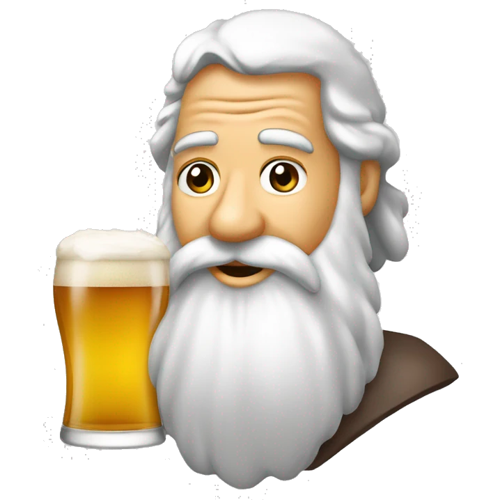 santinho simpático com auréola sobre a cabeça bebendo cerveja  emoji