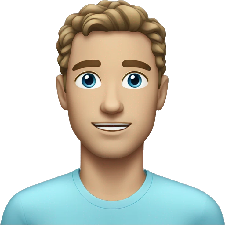 white man with wavy short brunette hair and light blue eyes emoji