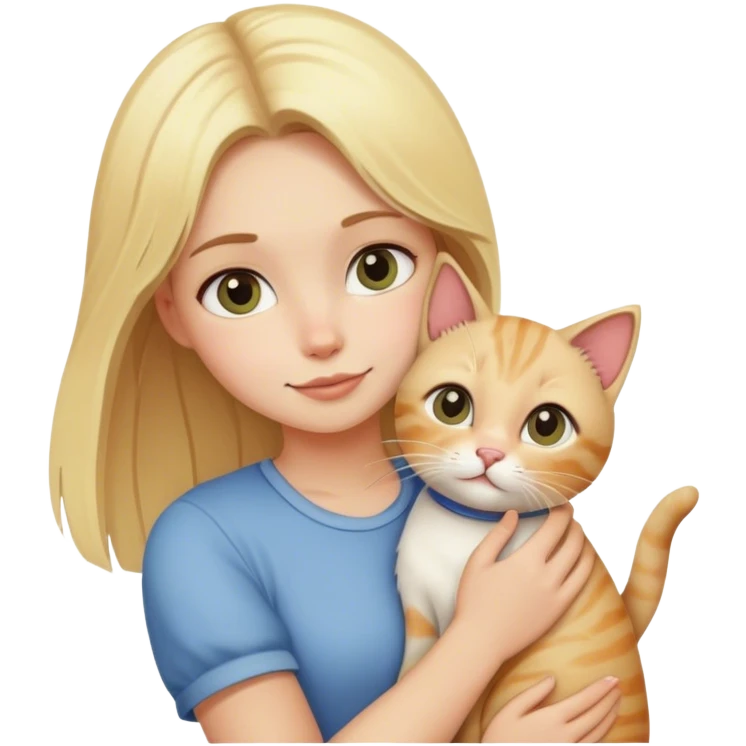 Blonde girl holding cat emoji
