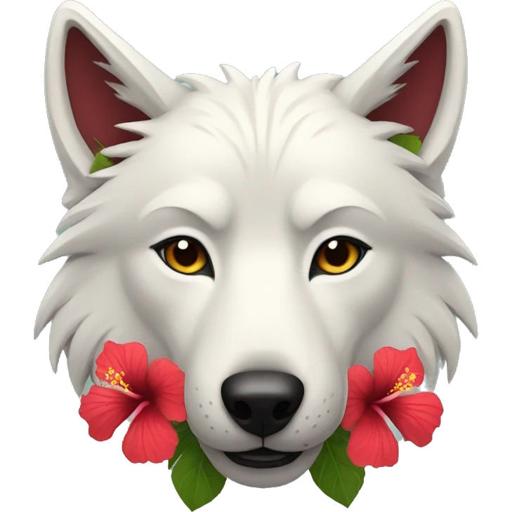 Wolf with hibiscus  emoji