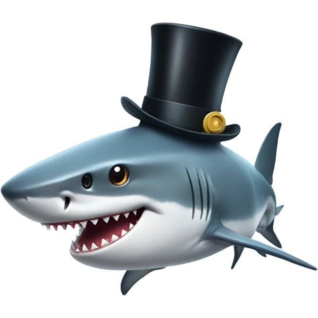 Shark with a top hat emoji