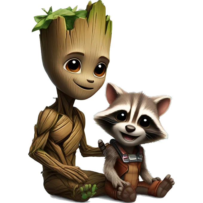 baby groot and rocket racoon emoji