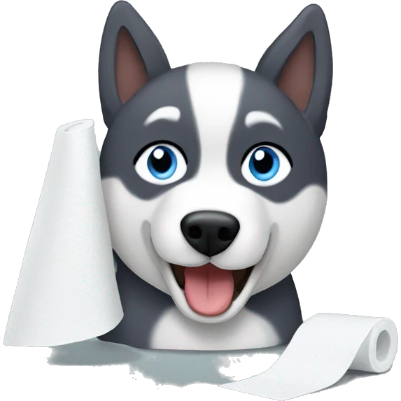 Husky eating toilet paper  emoji