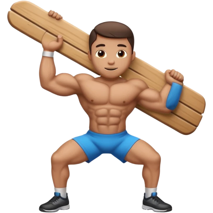cartoon character holding a plank position emoji