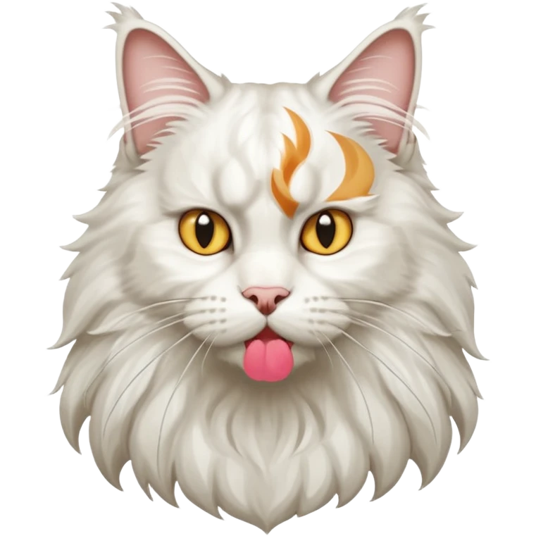 White Maine coon cat squaring up emoji