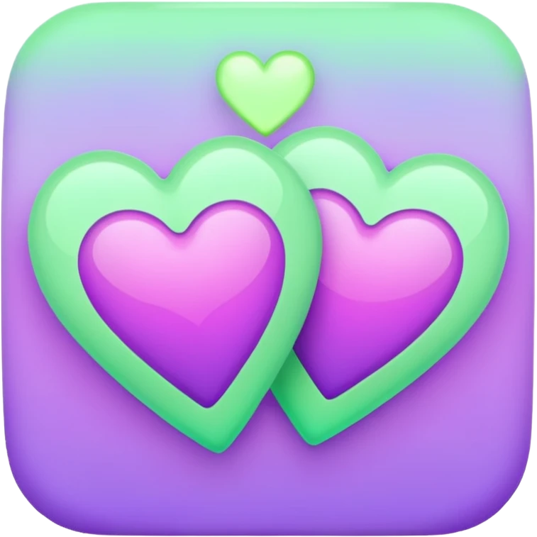 Two-hearts-coloured-light-pastel-shade green color and purple emoji