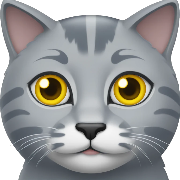 A gray cat with a blue face, tail tip and paws. And yellow eyes emoji