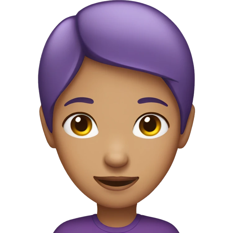 Purple, short haired girl covering ears with hands emoji