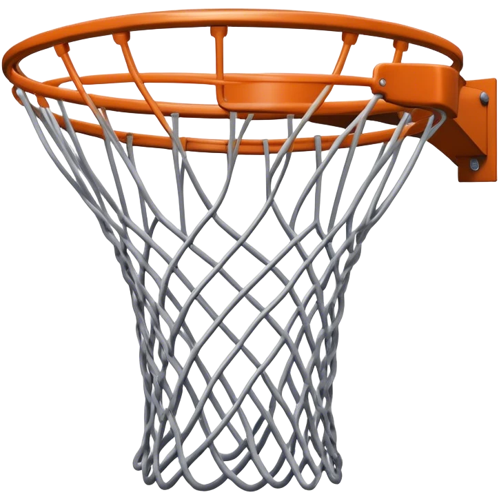 Cinematic Realistic image of a basketball hoop with a detailed metal rim and intricately woven net, captured in dynamic lighting that evokes the charged atmosphere of a competitive court emoji