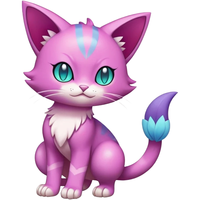 Shiny Elemental Exotic Colorful Fantasy Purrloin-Skitty-Pokémon-Fakémon-hybrid-creature (full body) emoji