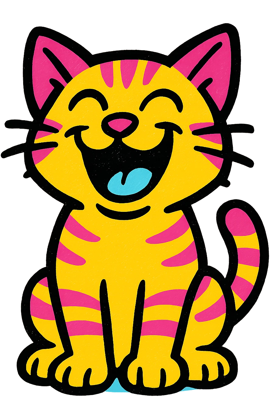 a laughing tabby cat, stylized, exaggerated features, joyful expression emoji