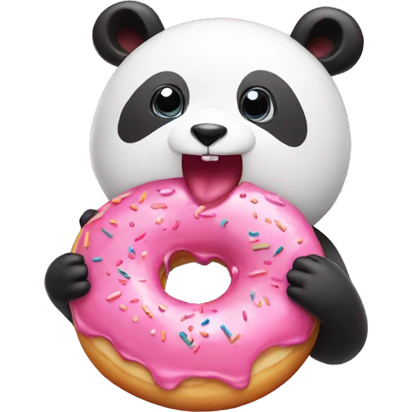 pink panda eating pink donut with sprinkles  emoji