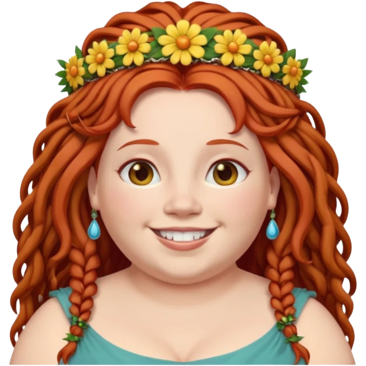 fat redhead woman with dreadlocks and floral tiara emoji