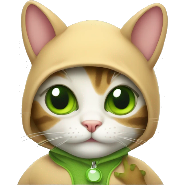 Cat wearing frog costume emoji