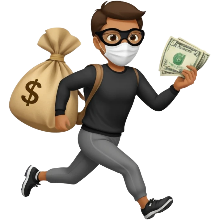 Thief running away with money bag  emoji