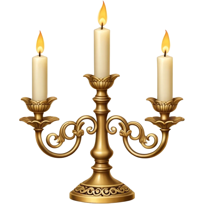 decorative candle holder with three lit candles, candelabra emoji