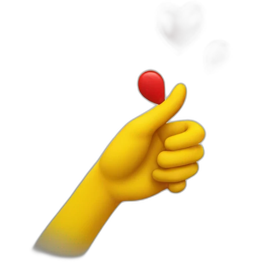 red heart upon yellow hand sideview emoji