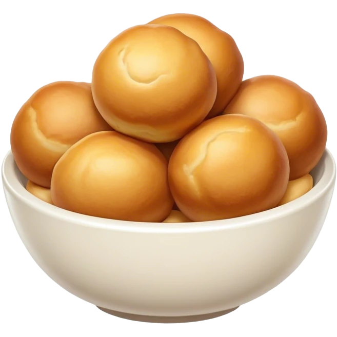 very spherical round fried dough balls in a bowl emoji