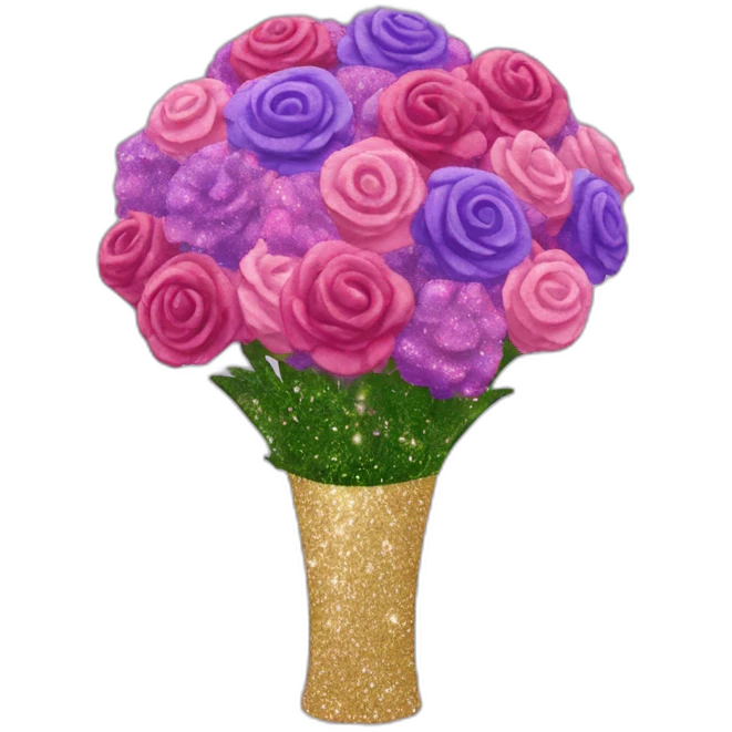 pink and purple glitter bouquet emoji