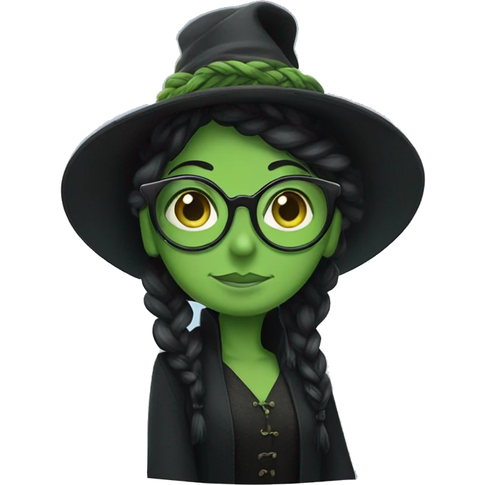 elphaba with a braid and cute glasses emoji