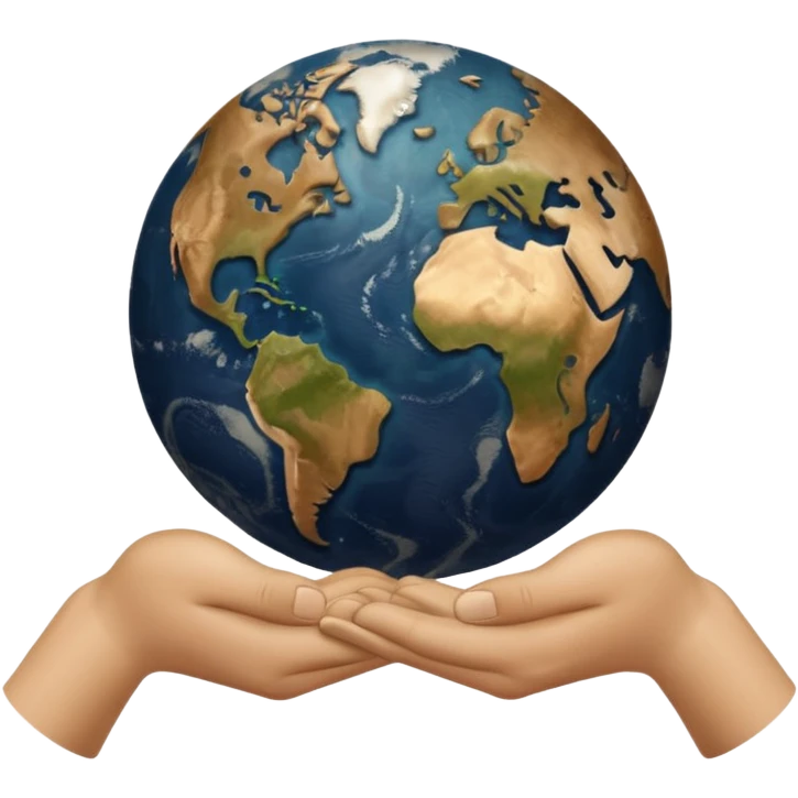 simple Beige hands holding simple earth emoji