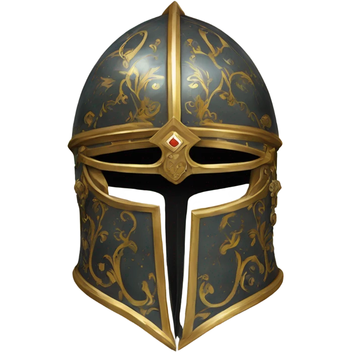 ornate french full-face armet helmet intricate inlays emoji
