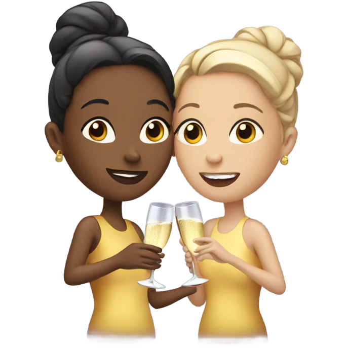 Two girls with champagne  emoji