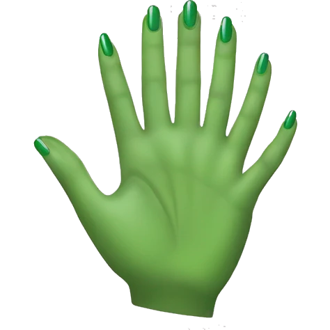 Green nails on hand emoji