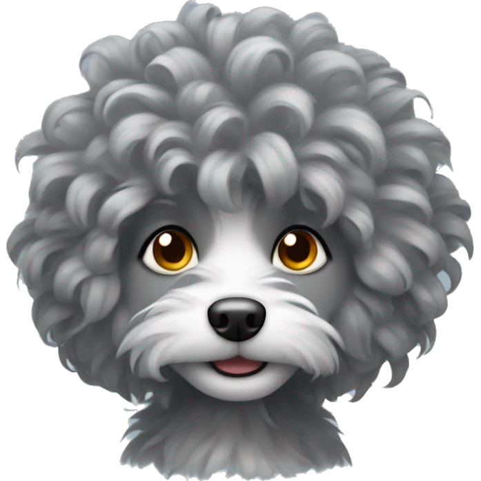 spirally haired grey little but not too little dog  emoji