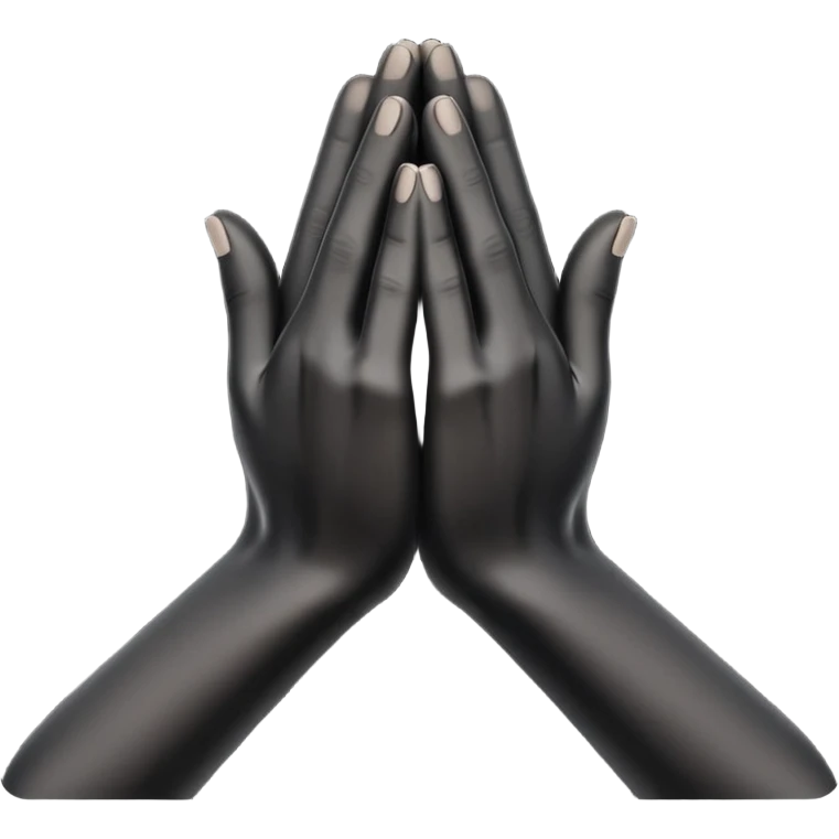 Minimal emoji, abstract praying hands simplified into solid black metal forms, subtle sacred reference, fashion avant-garde minimalism, no details, no glow, no neon, flat emoji style, centered, transparent background emoji