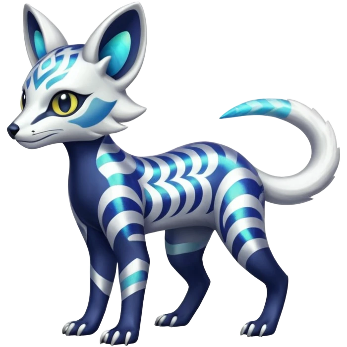 Shiny esoteric patterned Genet-Absol-Zeraora-Primagen-fusion-creature  emoji