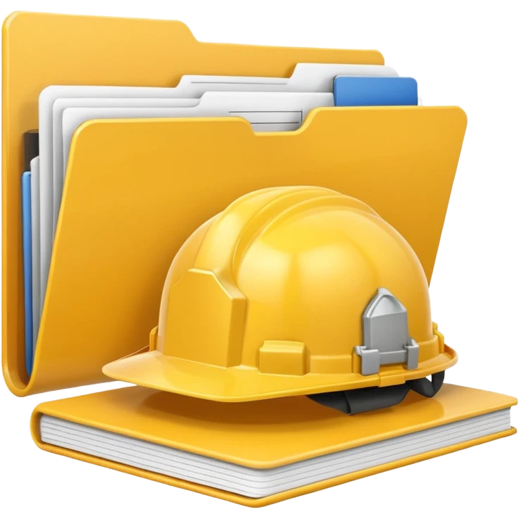 Image of a scale with a construction helmet on one side and a folder on the other. emoji